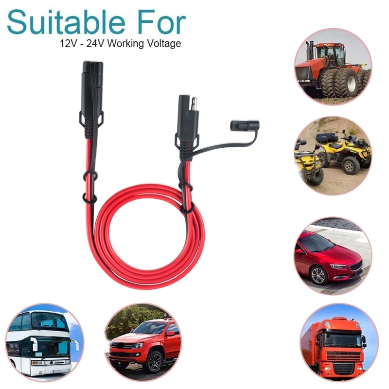 Motorcycle Car 2 Pin 100cm SAE DIY Cable DC Power Automotive Plug Extension Cord Wire Harness Quick Disconnect Conne